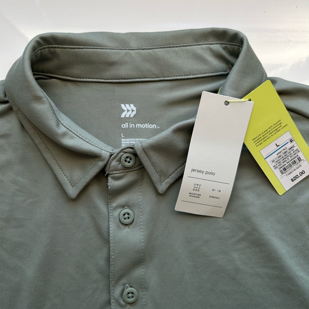 All in Motion Men's Olive Polo Shirt
